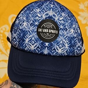 **Clearance** Navy and Light Blue Geometric Patterned Trucker Hat